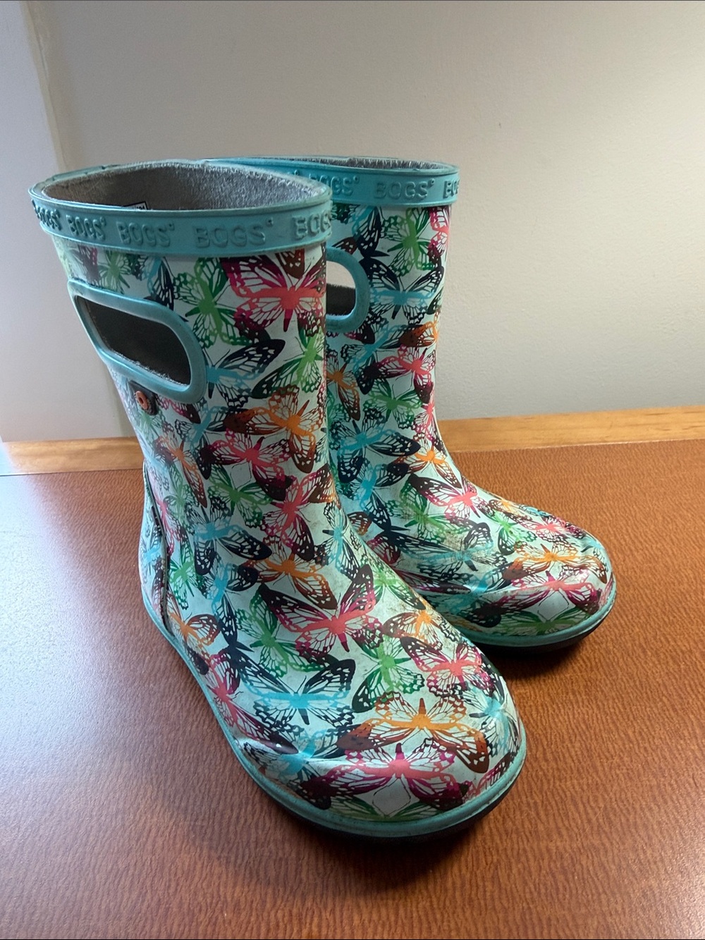 Bogs Kids Turquoise Butterfly Rain Boots